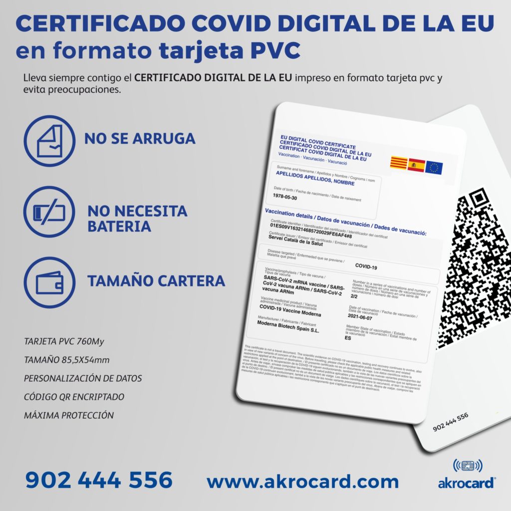 Foto de Certificado Digital Covid de la UE en formato tarjeta de